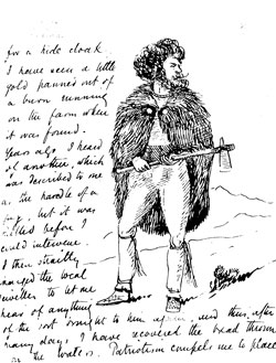 Letter from Evans to Maxwell with drawing of man with cloak fastening (JE-B-2-60)