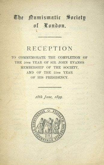 Numismatic Society Reception booklet